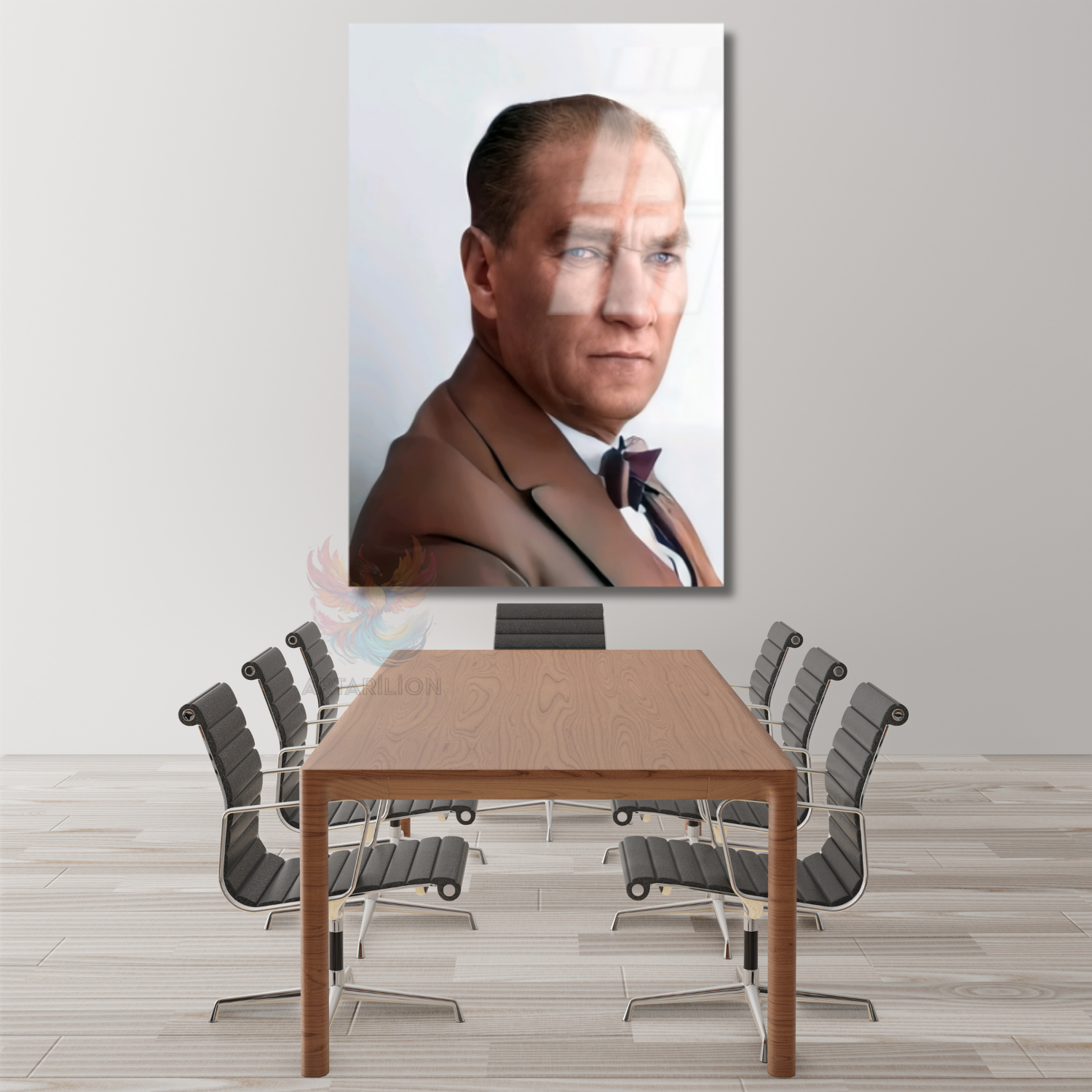 Mavi Gözlü Atatürk Dikey Cam Tablo