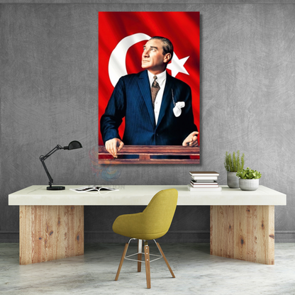 Atatürk ve Bayrak Kanvas Tablo Modeli Sınıf Tablosu Okul Ev Ofis Tablosu