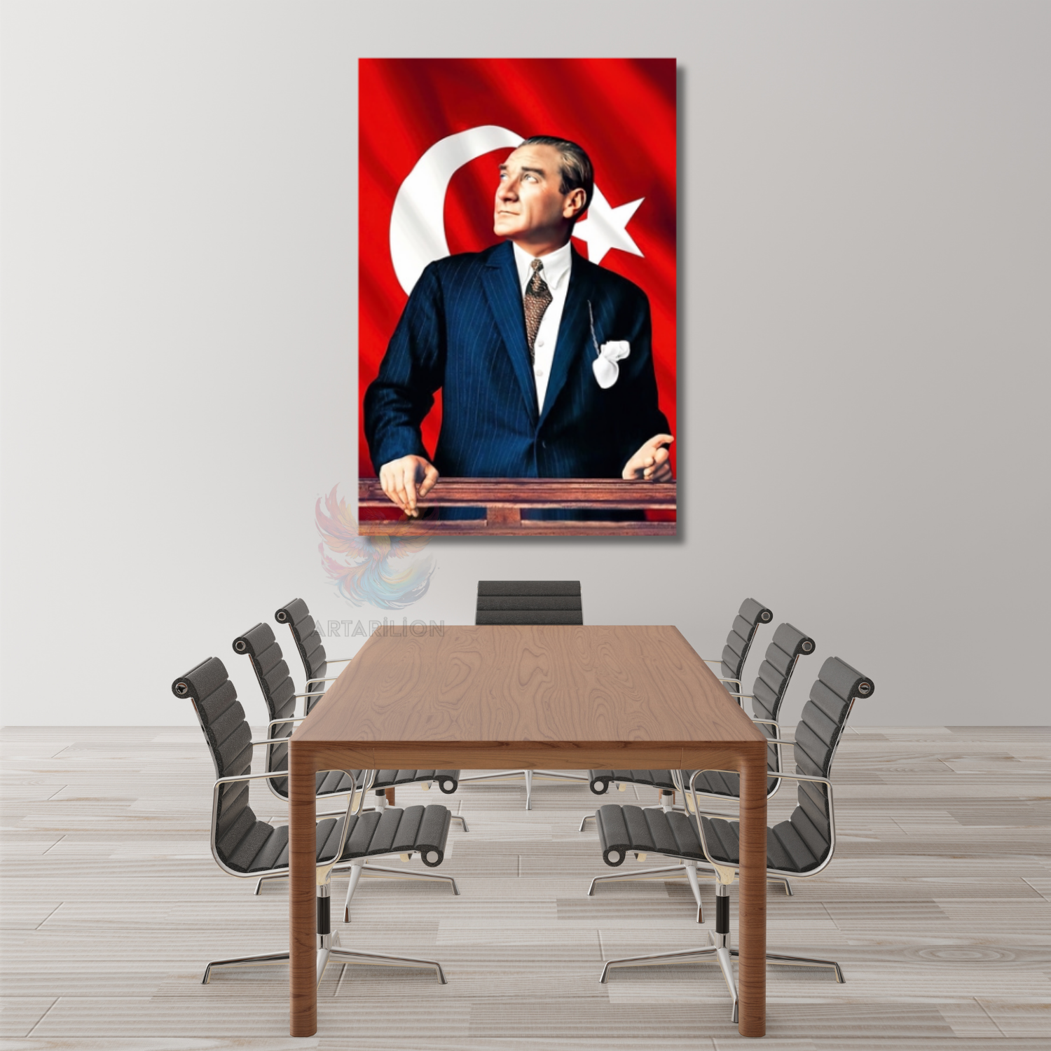 Atatürk ve Bayrak Modeli Sınıf Okul Kanvas Tablo