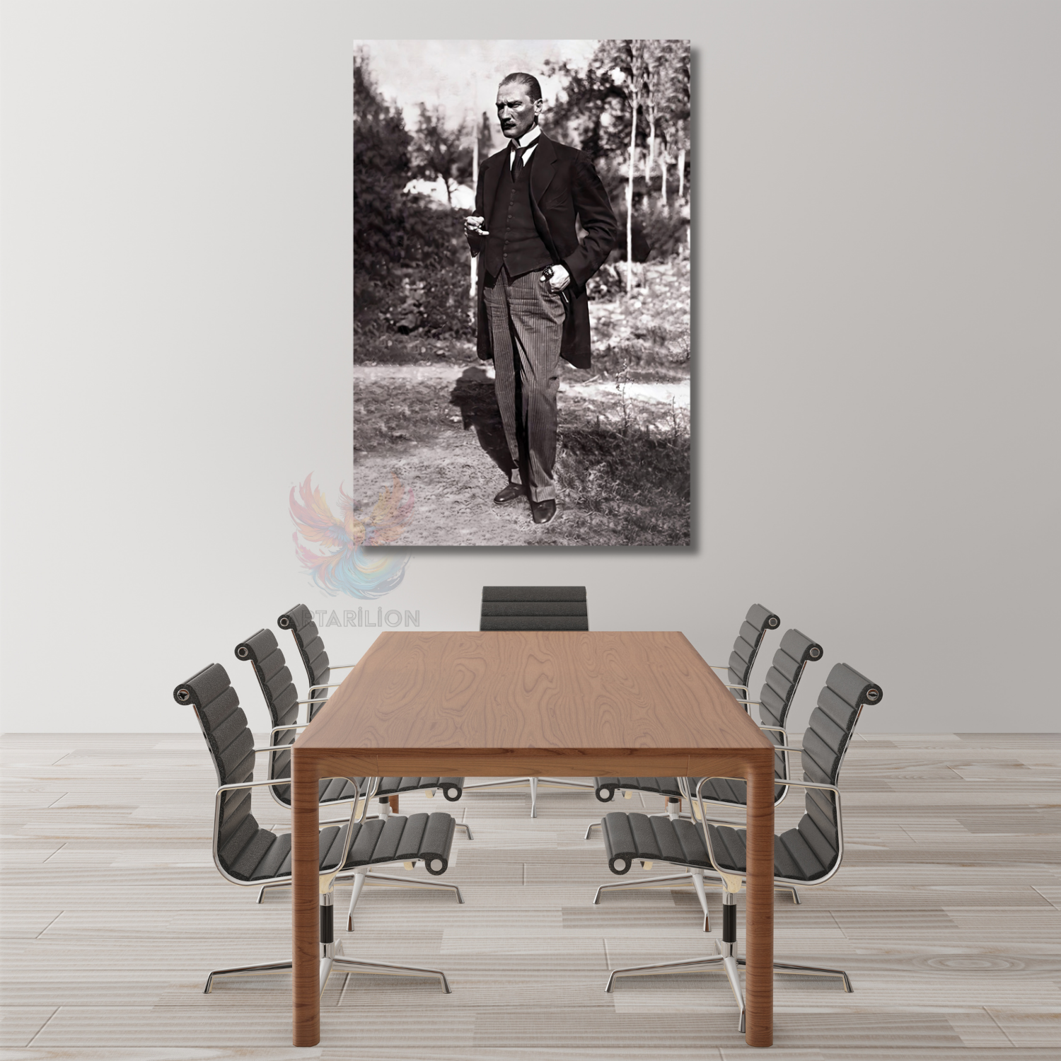 Atatürk Kahve İçen Karizmatık Görseli Kanvas Tablo