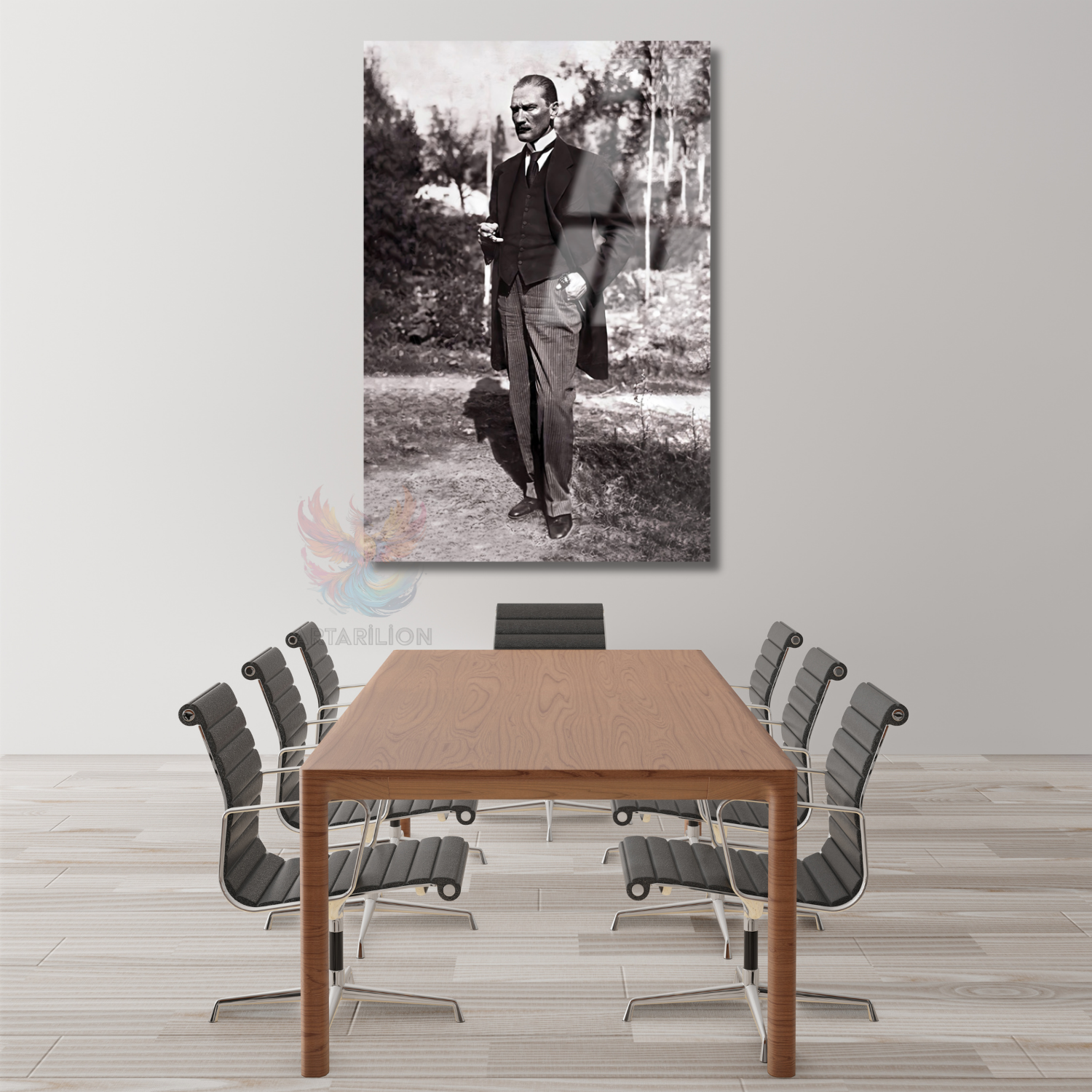 Atatürk Kahve İçen Karizmatık Görseli Cam Tablo