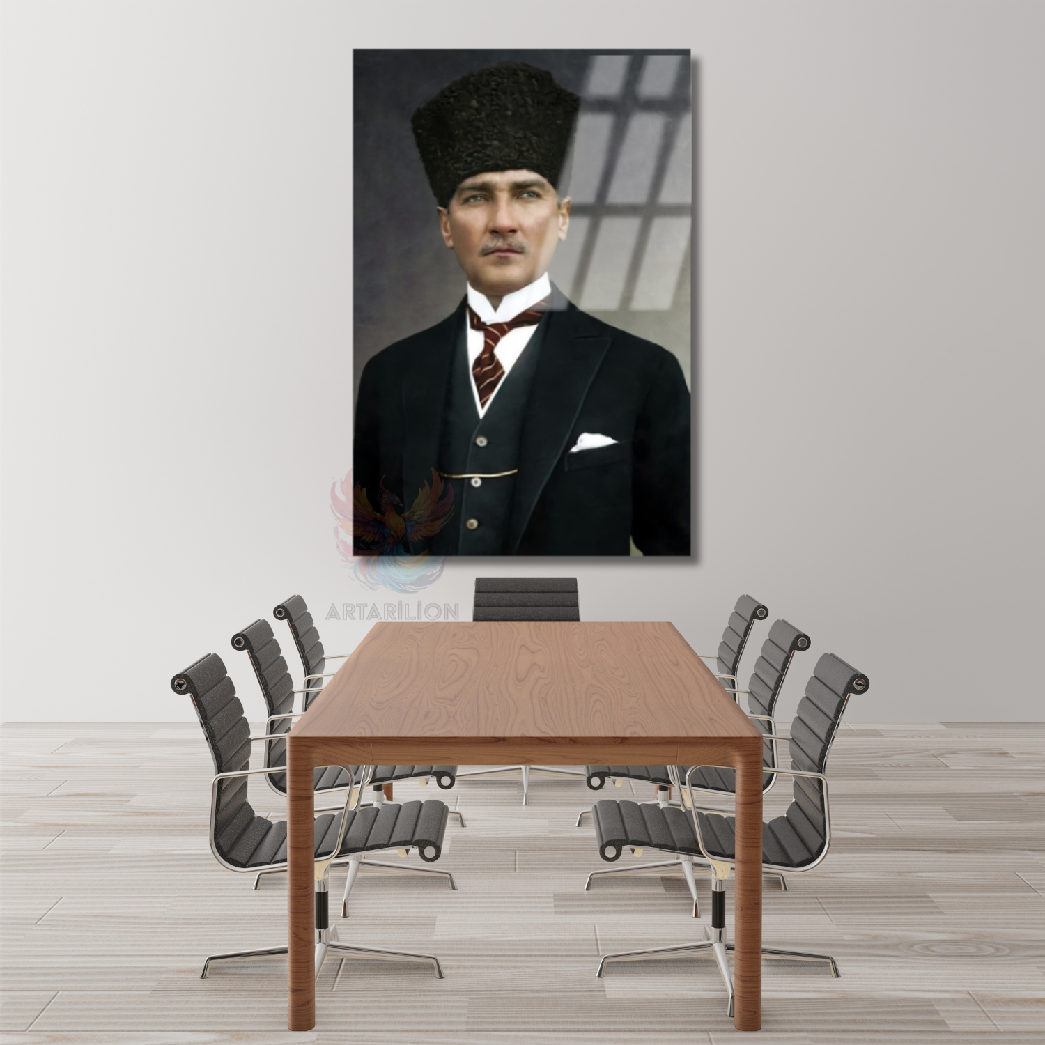 Mustafa Kemal Atatürk Portre Dikey Cam Tablo