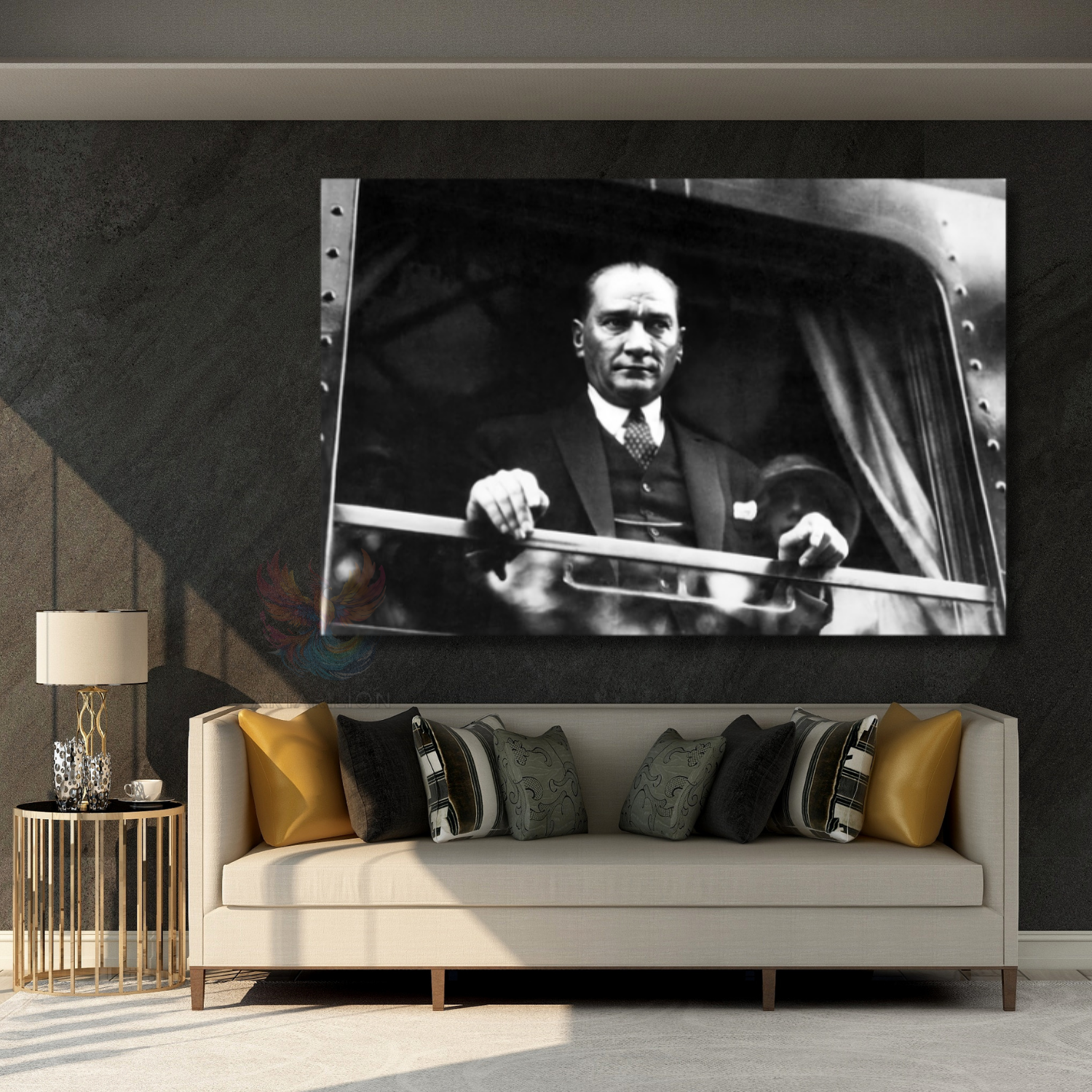 Atatürk Modeli Siyah Beyaz Dekor Kanvas Tablo
