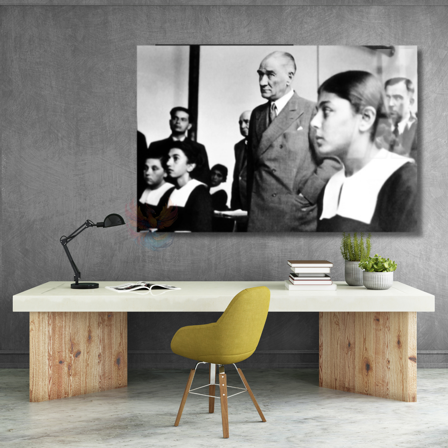Head Teacher Atatürk Glass Painting Horizontal Wall Painting School Classroom Painting Model
