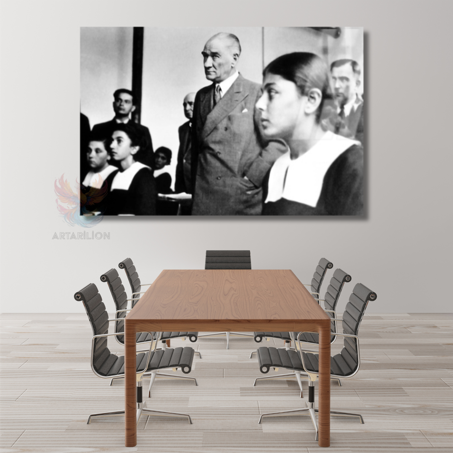 Head Teacher Atatürk Glass Painting Horizontal Wall Painting School Classroom Painting Model