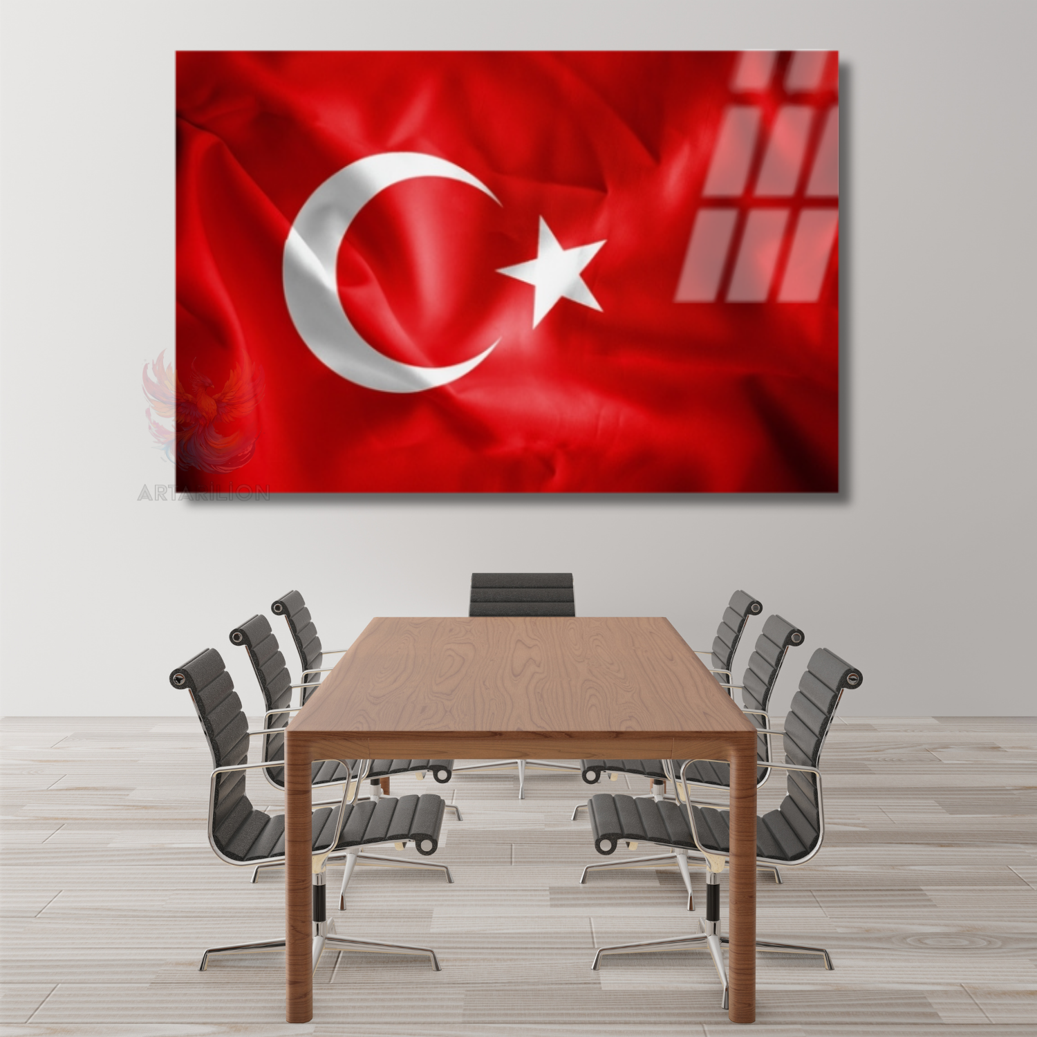 Türk Bayrağı Görseli Okul Ay Yıldız Cam Tablo