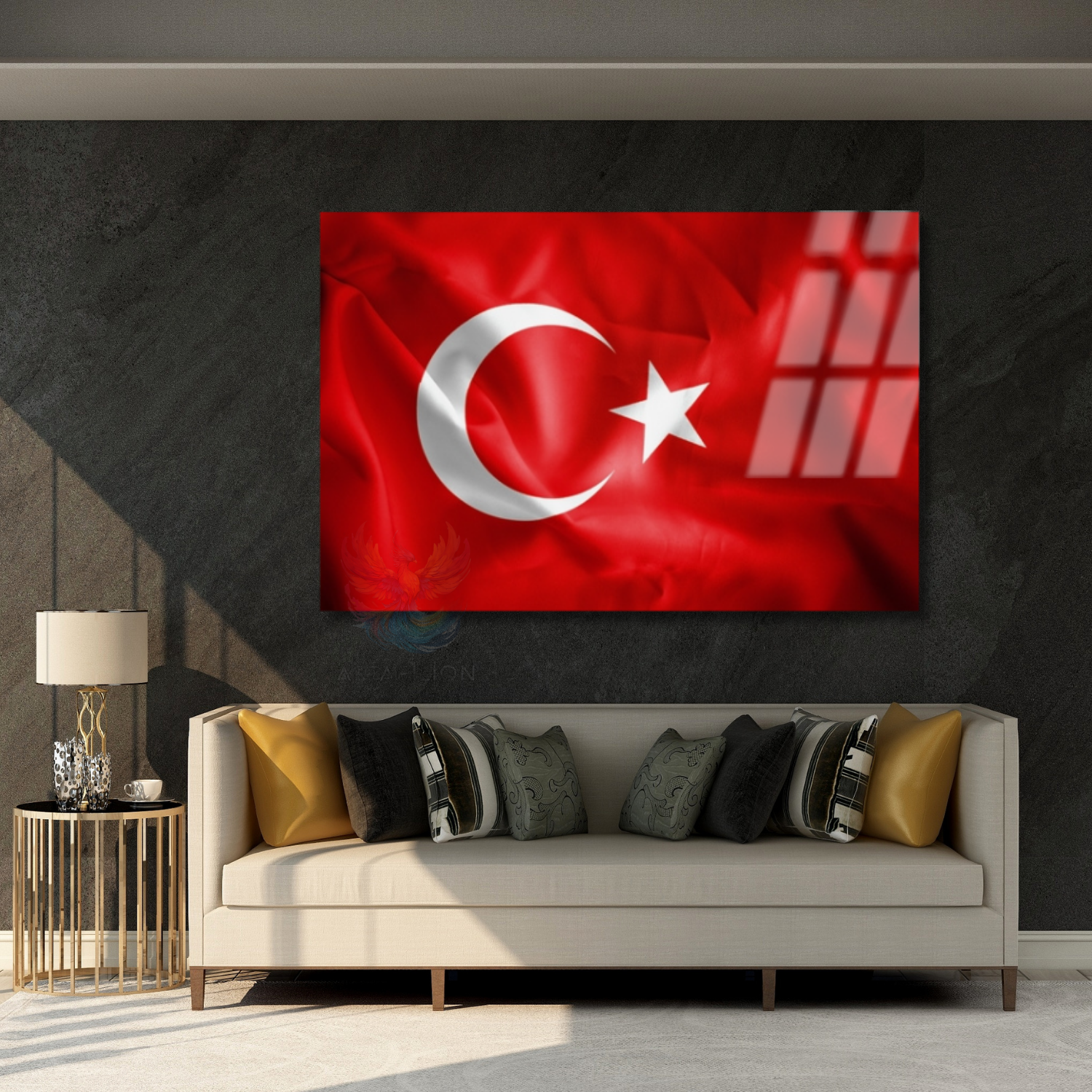 Türk Bayrağı Görseli Okul Ay Yıldız Cam Tablo