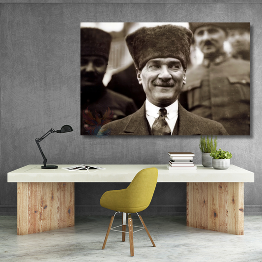 Mustafa Kemal Atatürk Siyah Beyaz Tablo Kanvas Tablo Modeli Hd Dijital Baskı Duvar Tablosu