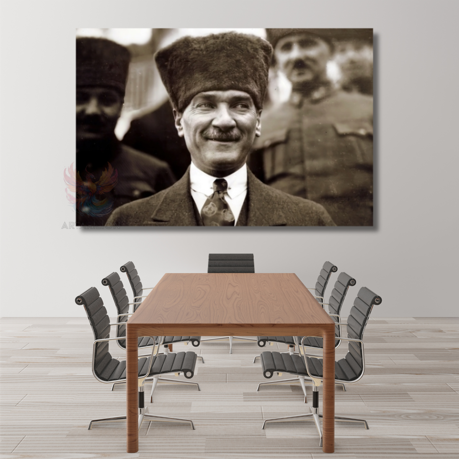 Mustafa Kemal Atatürk Siyah Beyaz Modeli Hd Dijital Baskı Kanvas Tablo