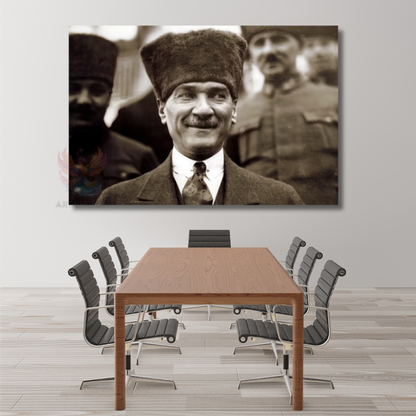 Mustafa Kemal Atatürk Siyah Beyaz Tablo Kanvas Tablo Modeli Hd Dijital Baskı Duvar Tablosu