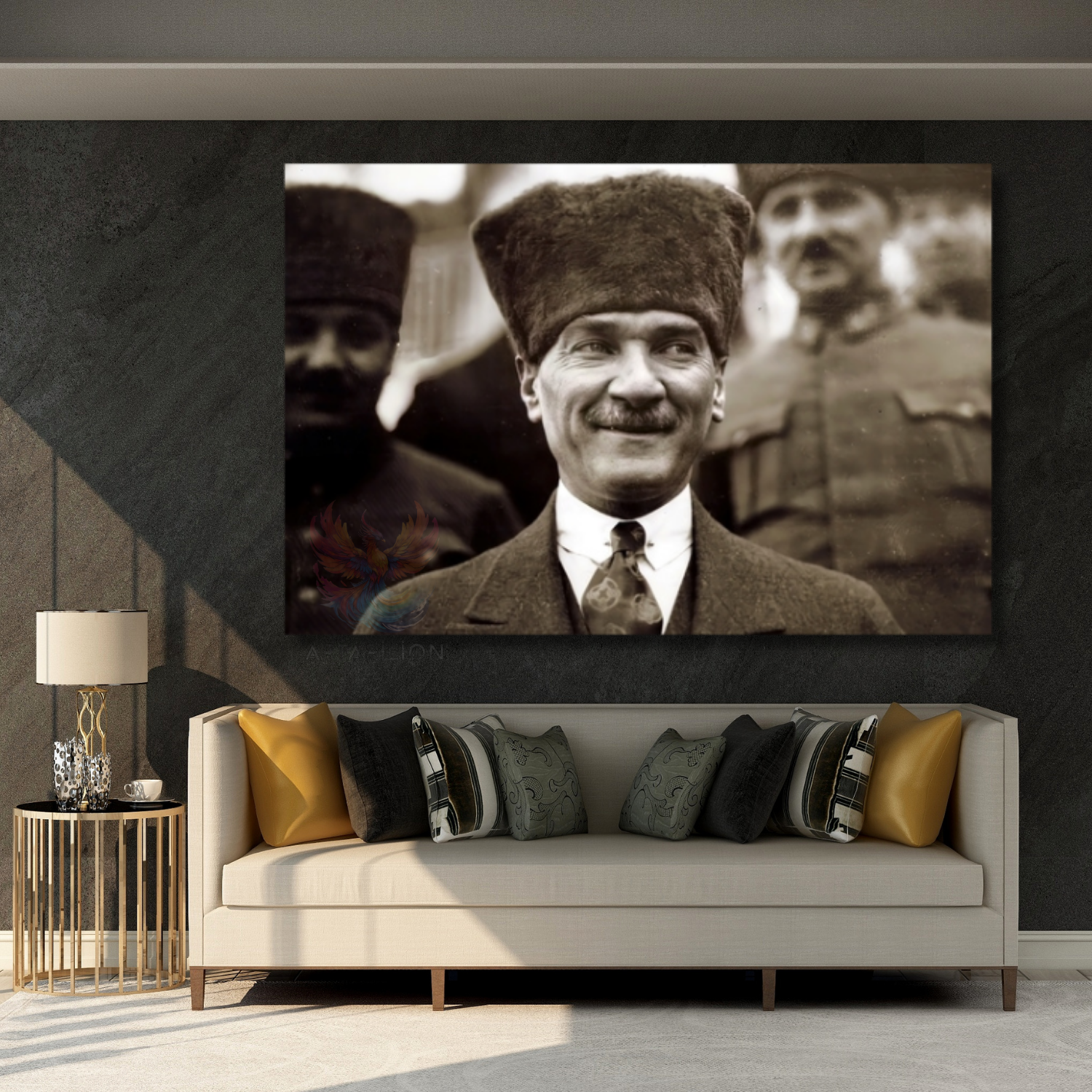 Mustafa Kemal Atatürk Siyah Beyaz Modeli Hd Dijital Baskı Kanvas Tablo