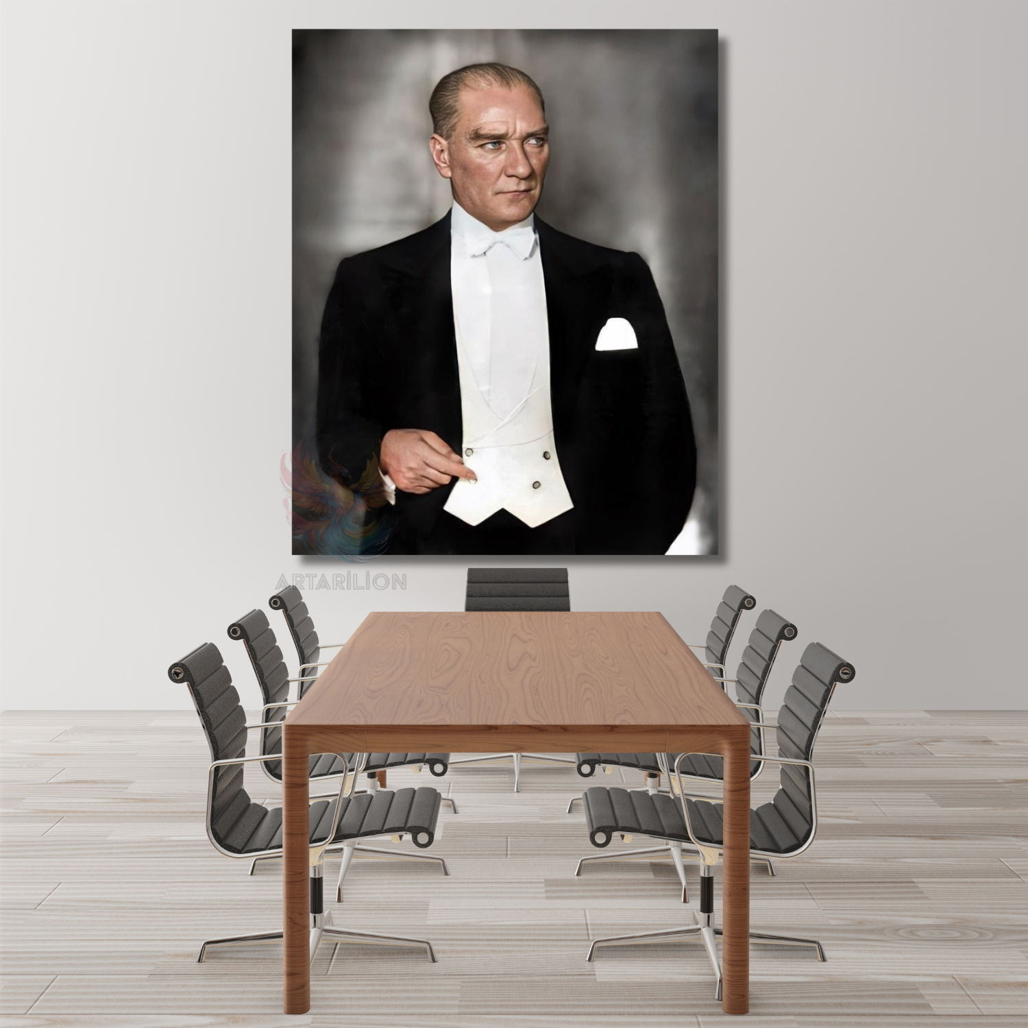 Mustafa Kemal Atatürk Renkli Modeli Hd Dijital Baskı Kanvas Tablo