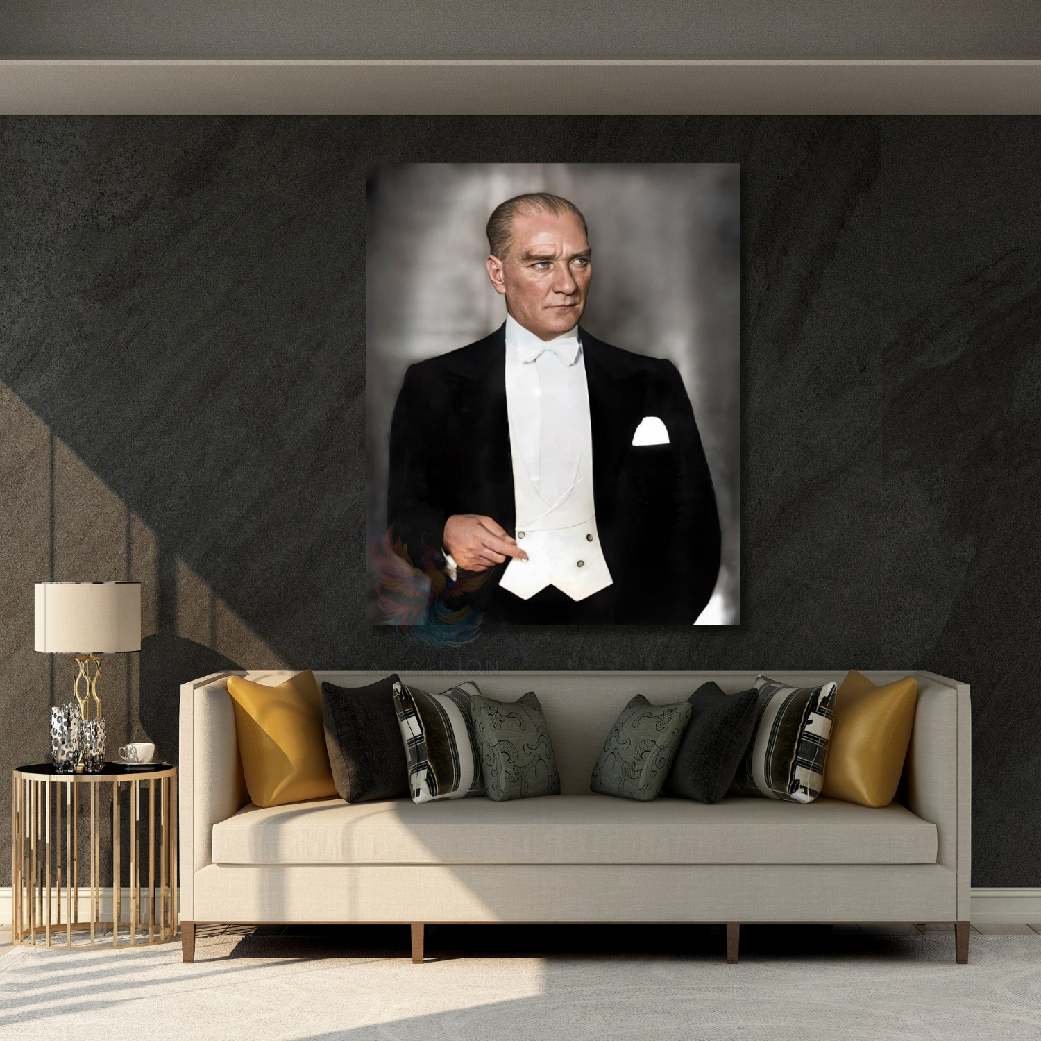 Mustafa Kemal Atatürk Renkli Modeli Hd Dijital Baskı Kanvas Tablo