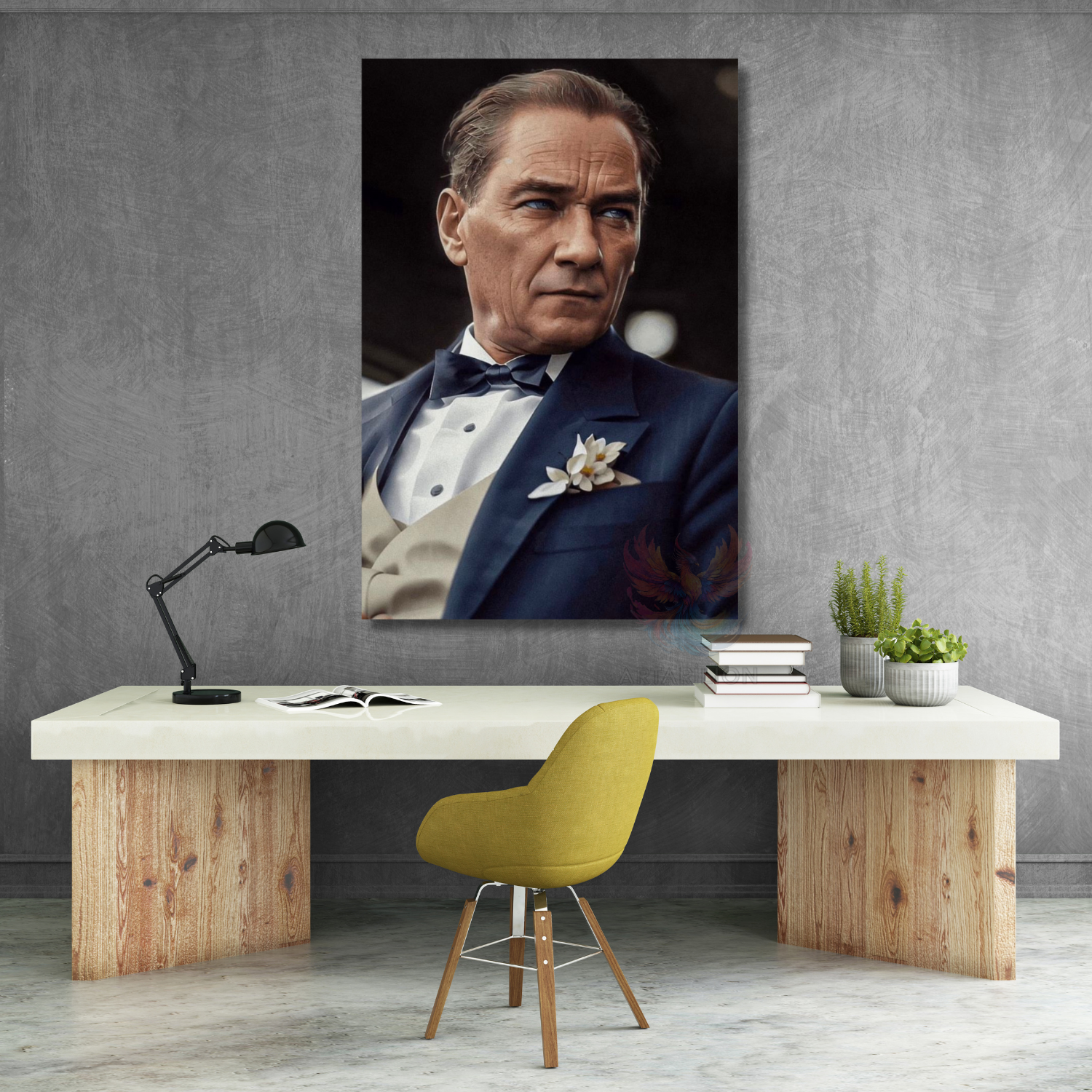 Karizmatık Renkli Atatürk Görseli Dikey Kanvas Tablo