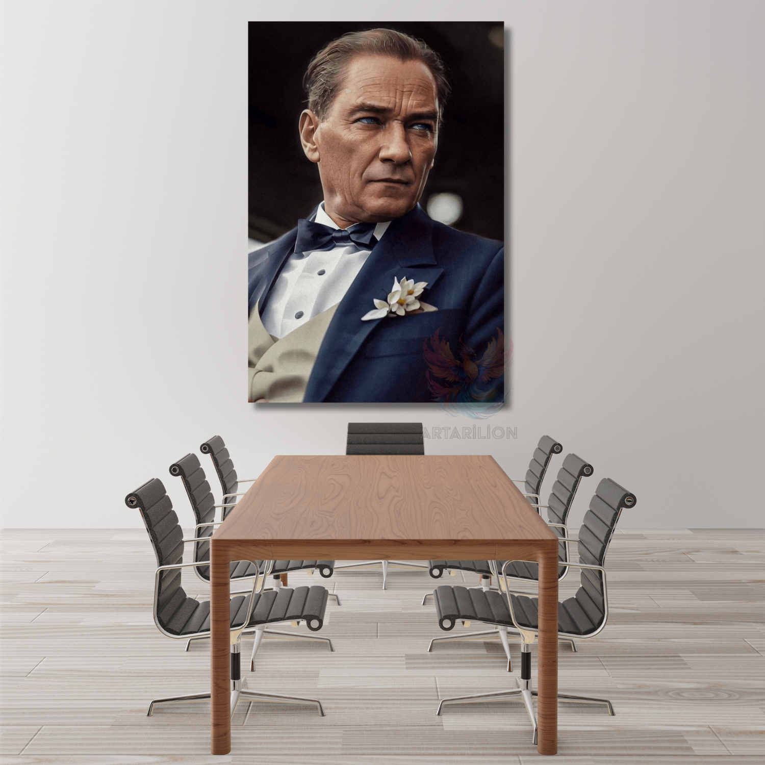 Karizmatık Renkli Atatürk Görseli Dikey Kanvas Tablo