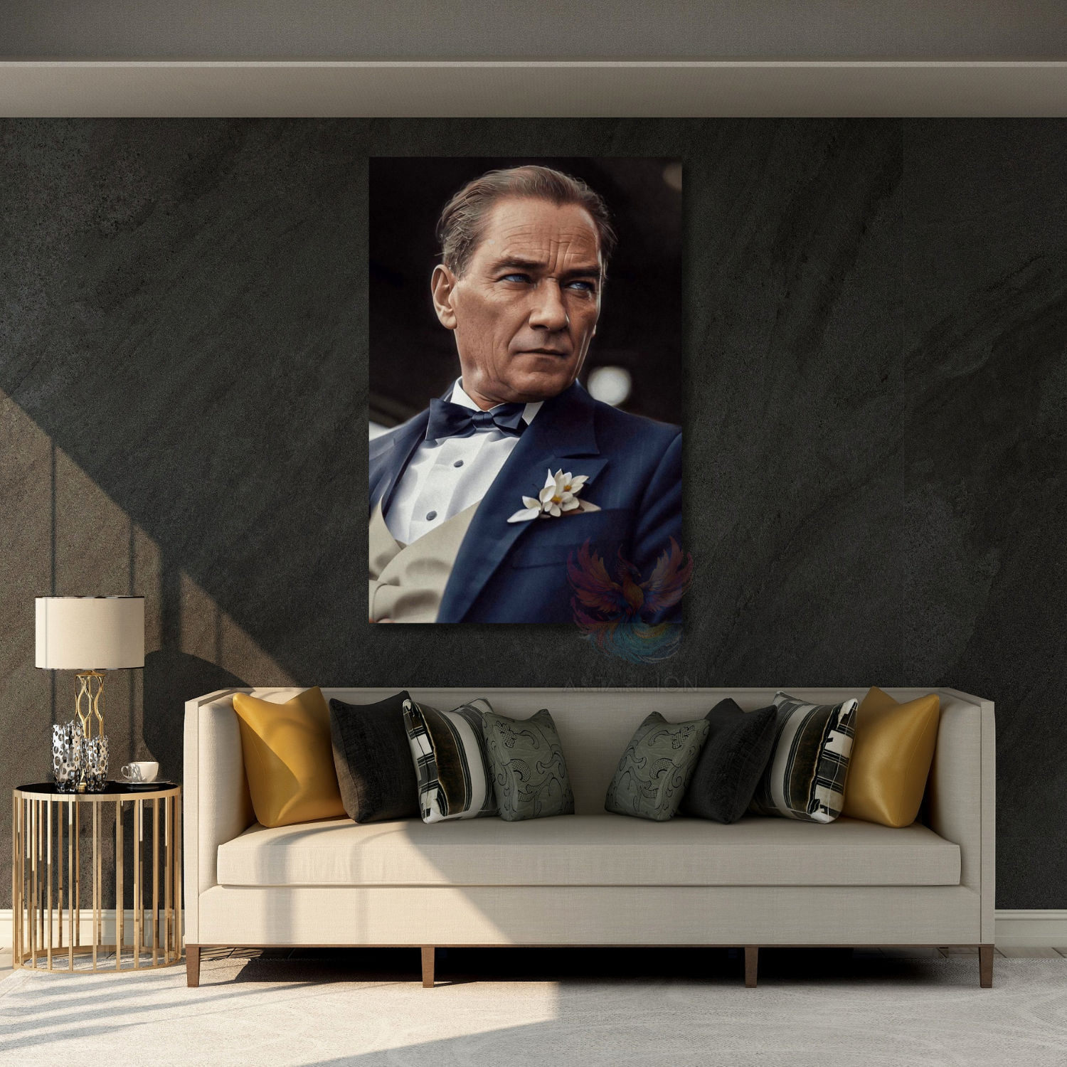 Karizmatık Renkli Atatürk Görseli Dikey Kanvas Tablo