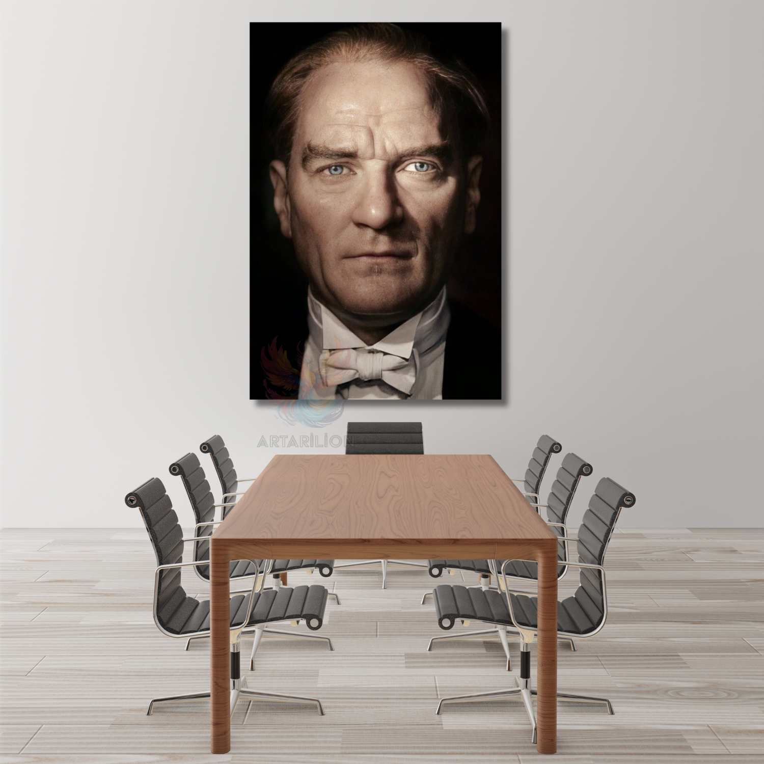 Yakın Çekim Atatürk Portresi Renkli Dikey Kanvas Tablo