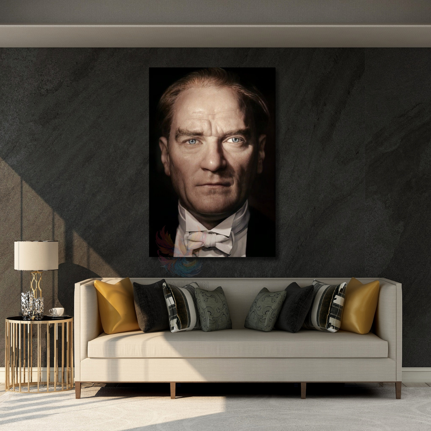 Yakın Çekim Atatürk Portresi Renkli Dikey Kanvas Tablo