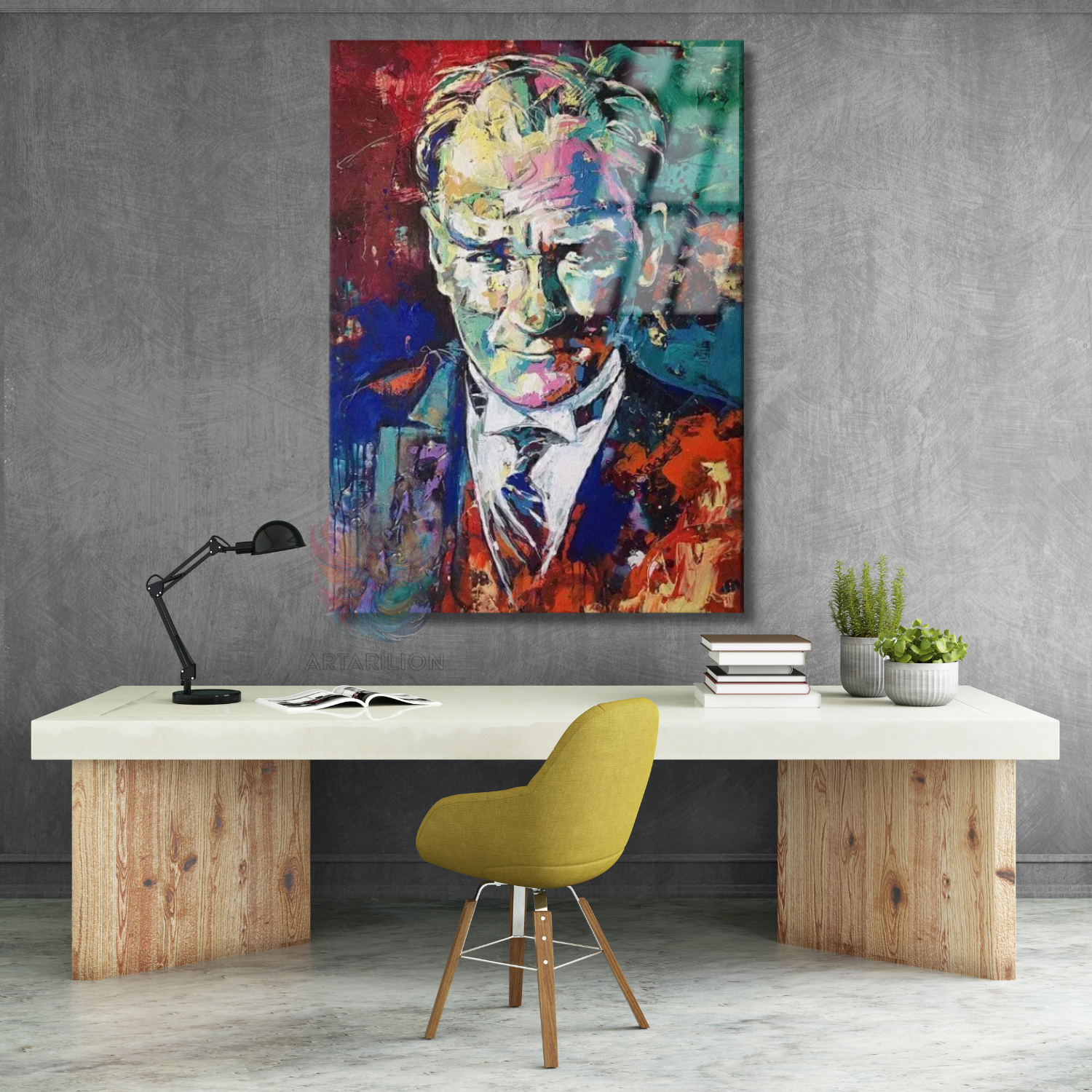 Çok Renkli Atatürk Modeli Cam Tablo