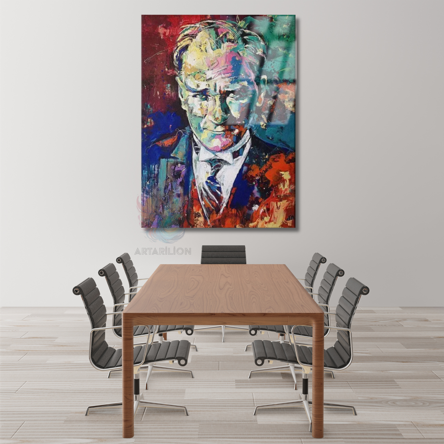 Çok Renkli Atatürk Modeli Cam Tablo