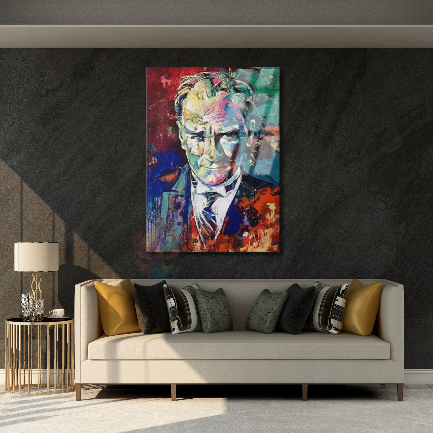 Çok Renkli Atatürk Modeli Cam Tablo