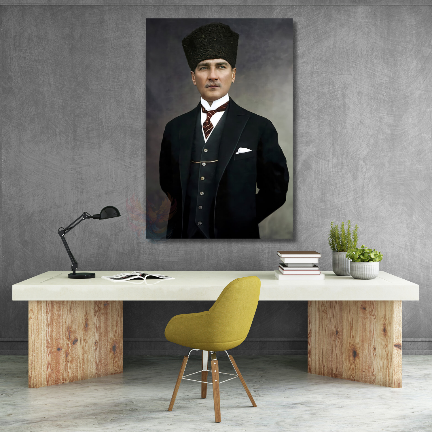 Mustafa Kemal Atatürk Renkli Dikey Kanvas Tablo