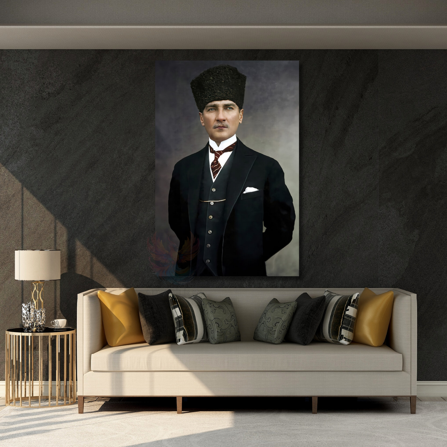 Mustafa Kemal Atatürk Renkli Dikey Kanvas Tablo