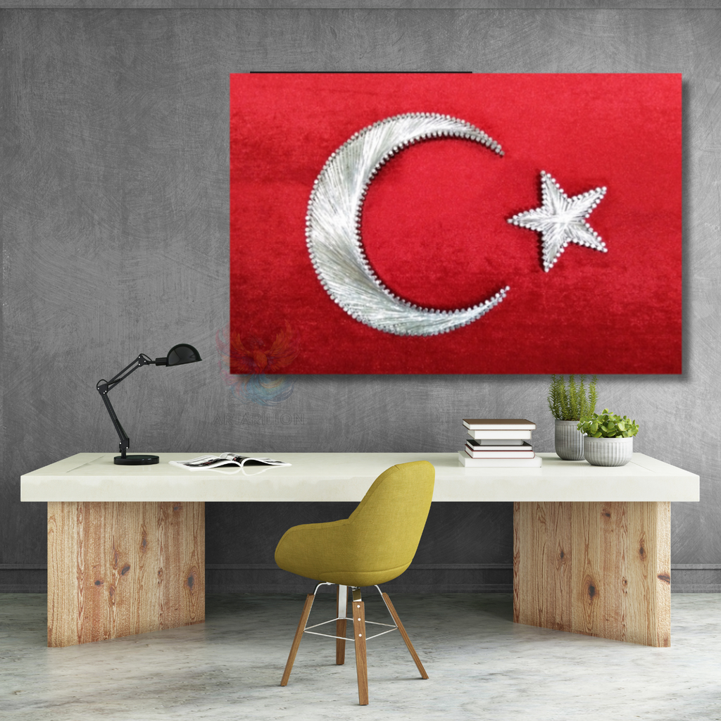 Türk Bayrağı Görseli Okul Tasarım Kanvas Tablo