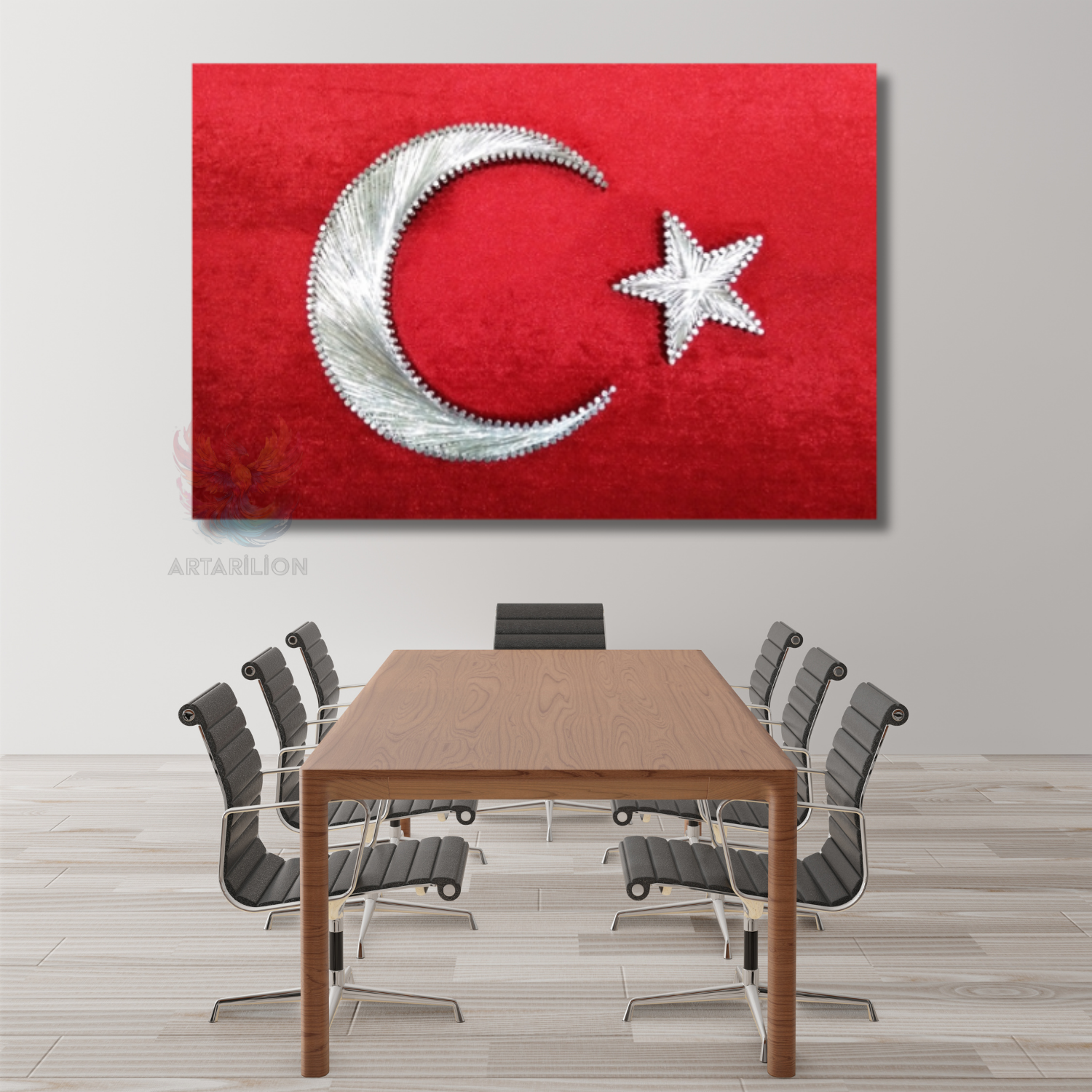 Türk Bayrağı Görseli Okul Tasarım Kanvas Tablo