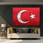 Türk Bayrağı Görseli Okul Tasarım Kanvas Tablo