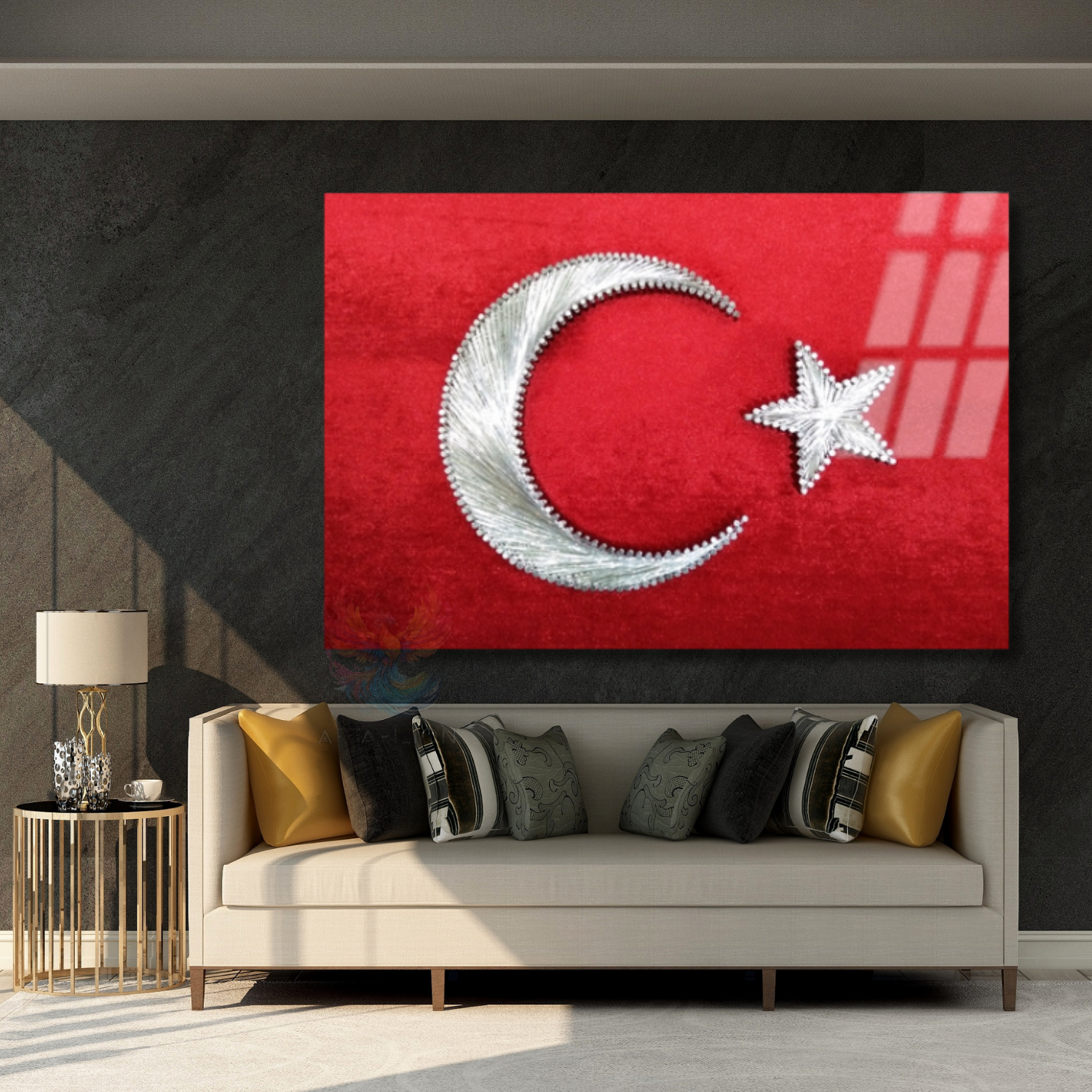 Türk Bayrağı Görseli Okul Tasarım Cam Tablo