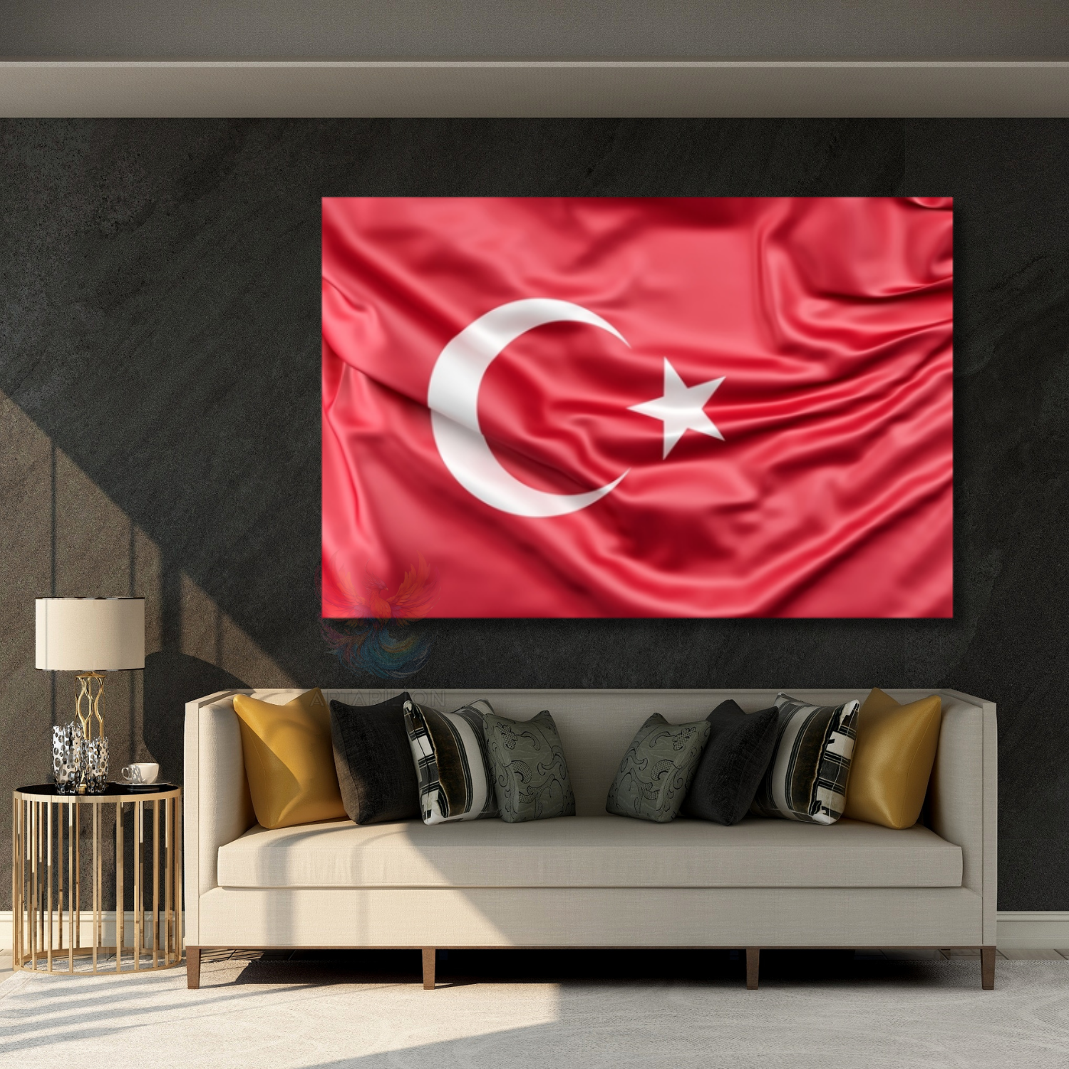 Ay Yıldız Türk Bayrağı Okul Yatay Kanvas Tablo