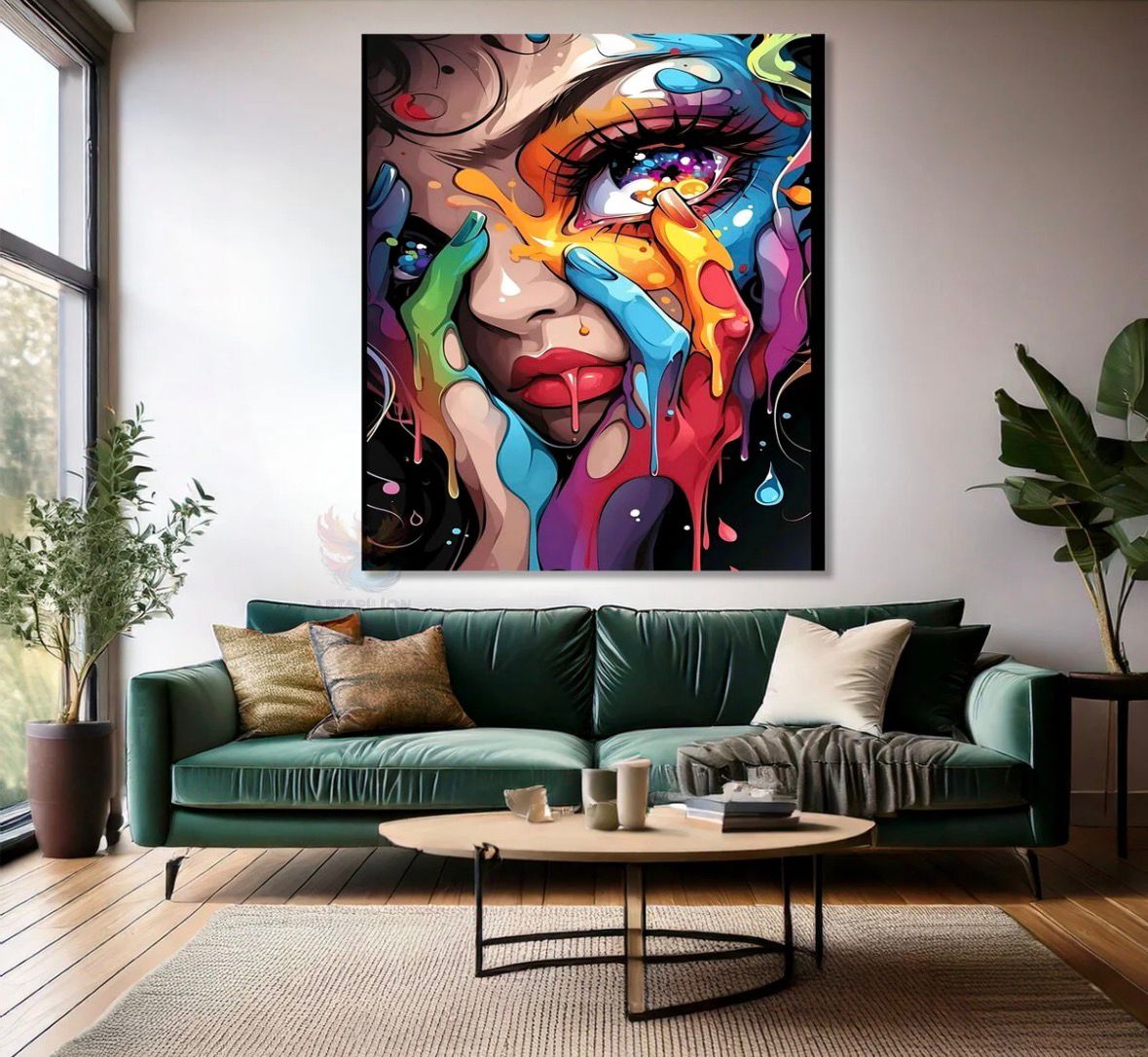 Colorful Eyes Painted Hands Canvas Painting Modern Home Art