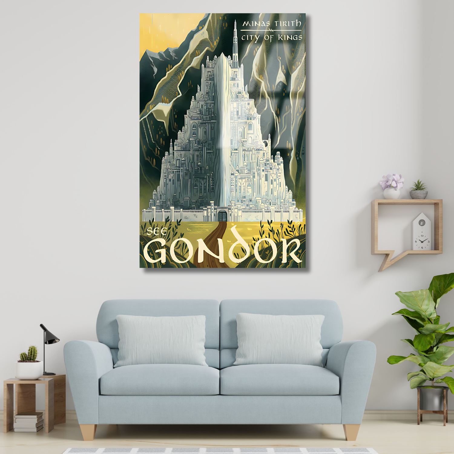 Yüzüklerin Efendisi Gondor Dijital Baskı Kırılmaz LOTR Dizi Film Cam Tablo