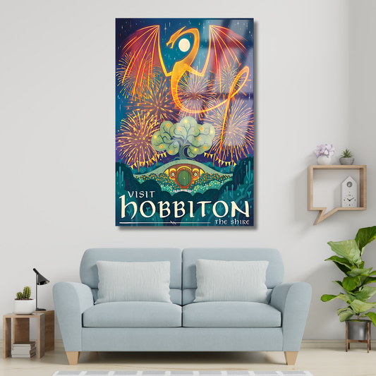 Yüzüklerin Efendisi Cam Hobbiton Dijital Baskı Kırılmaz Cam Tablo LOTR Cam Tablo Dizi Film