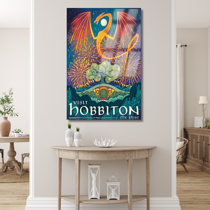 Yüzüklerin Efendisi Cam Hobbiton Dijital Baskı Kırılmaz Cam Tablo LOTR Cam Tablo Dizi Film