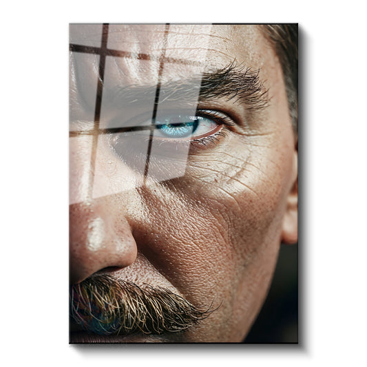 Cam Dikey Duvar Tablosu Cam Atatürk Yarım Portre Ev Ofis Salon Modern Duvar Tablosu