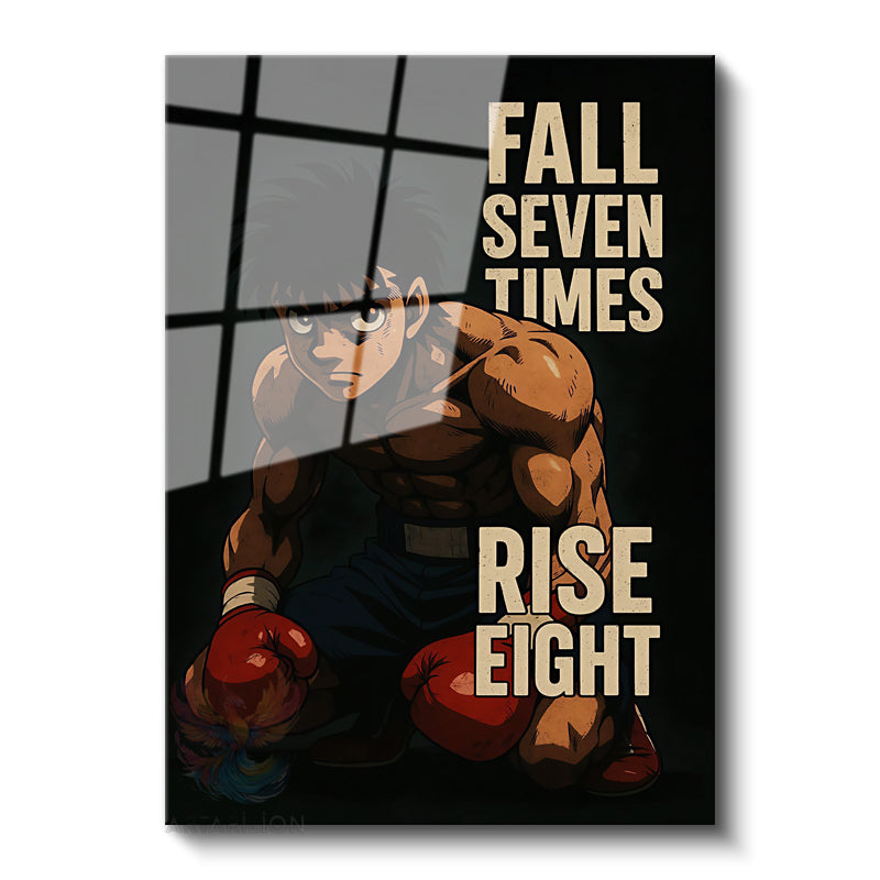 Glass Vertical Wall Art, Glass Ippo Anime Painting, Modern Wall Art for Home, Office, Living Room.