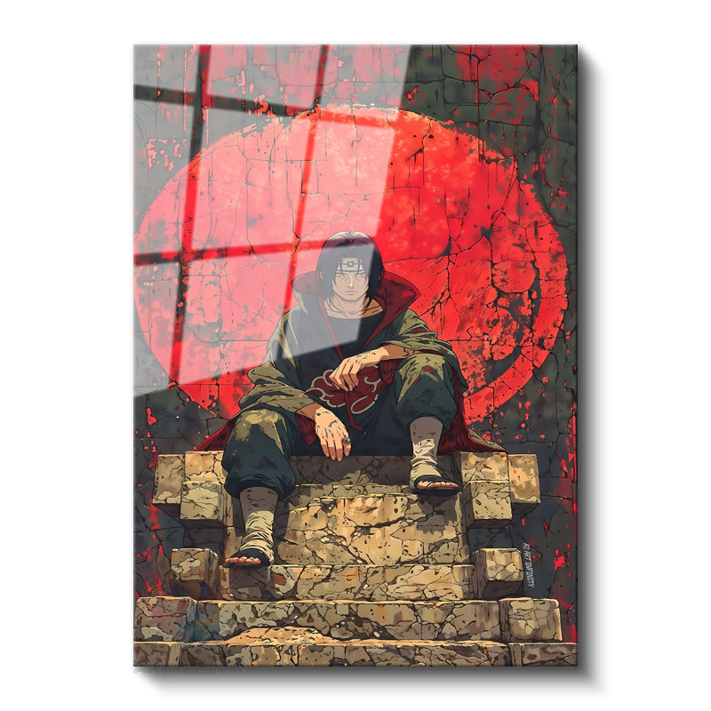 Glass Vertical Wall Art, Glass Itachi 2 Anime Painting, Home Office Living Room Modern Wall Art