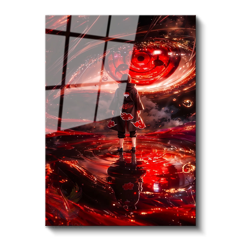 Glass Vertical Wall Art, Glass Itachi 3 Anime Painting, Modern Wall Art for Home, Office, Living Room.