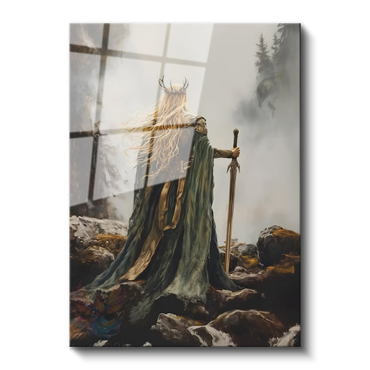 Glass Vertical Wall Art, Glass Female Warrior, Modern Wall Art for Home, Office, Living Room.