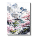 Glass Vertical Wall Art, Glass Lime Blossoms and Temple, Modern Wall Art for Home, Office, Living Room.