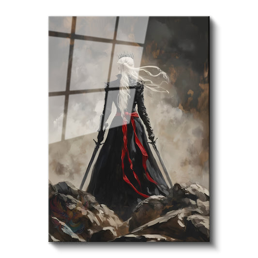 Glass Vertical Wall Art, Glass Warrior Woman, Modern Wall Art for Home, Office, Living Room.