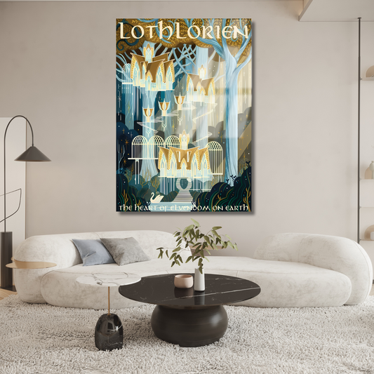 Yüzüklerin Efendisi Cam Loth-Lorien Dijital Baskı Kırılmaz Cam Tablo LOTR Cam Tablo Dizi Film