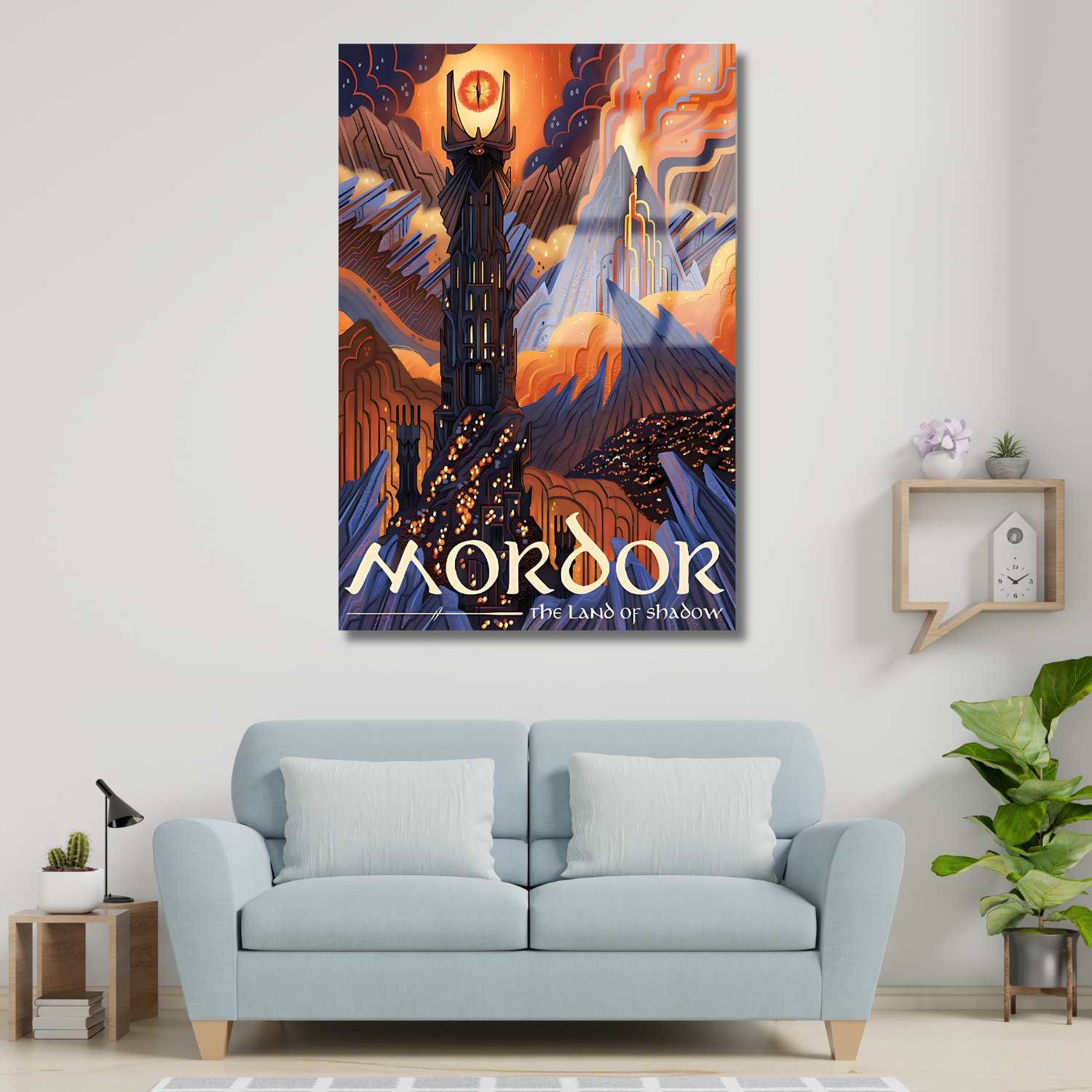 Yüzüklerin Efendisi Mordor Dijital Baskı Kırılmaz LOTR Dizi Film Cam Tablo