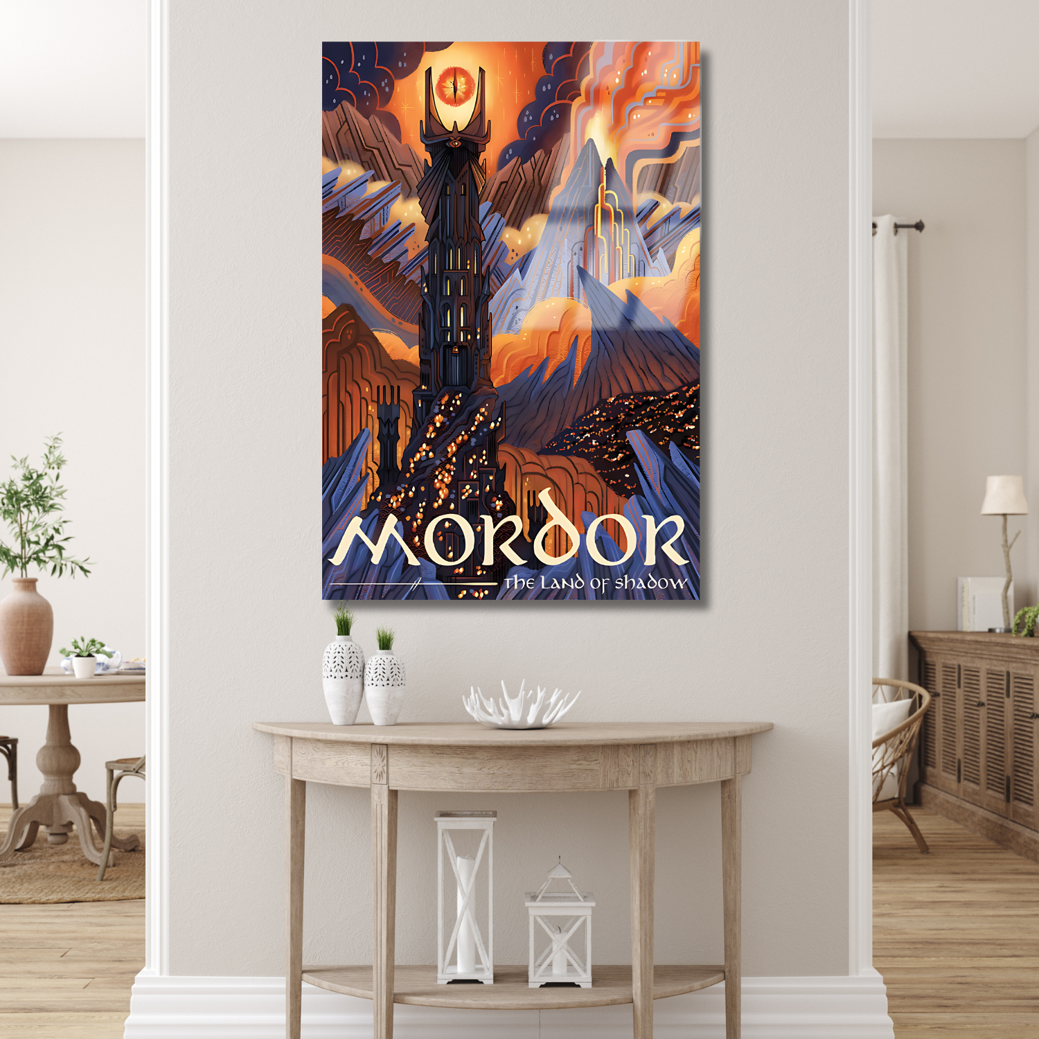 Yüzüklerin Efendisi Mordor Dijital Baskı Kırılmaz LOTR Dizi Film Cam Tablo
