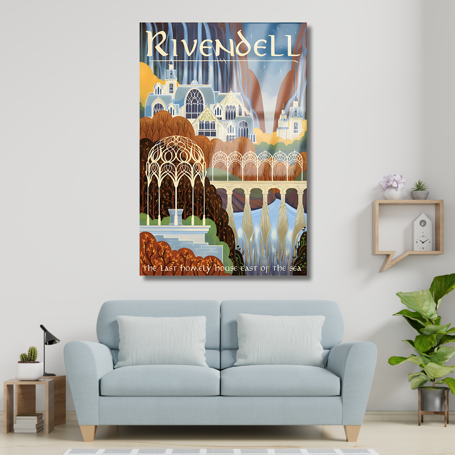 Yüzüklerin Efendisi Rivendell Dijital Baskı Kırılmaz LOTR Dizi Film Cam Tablo
