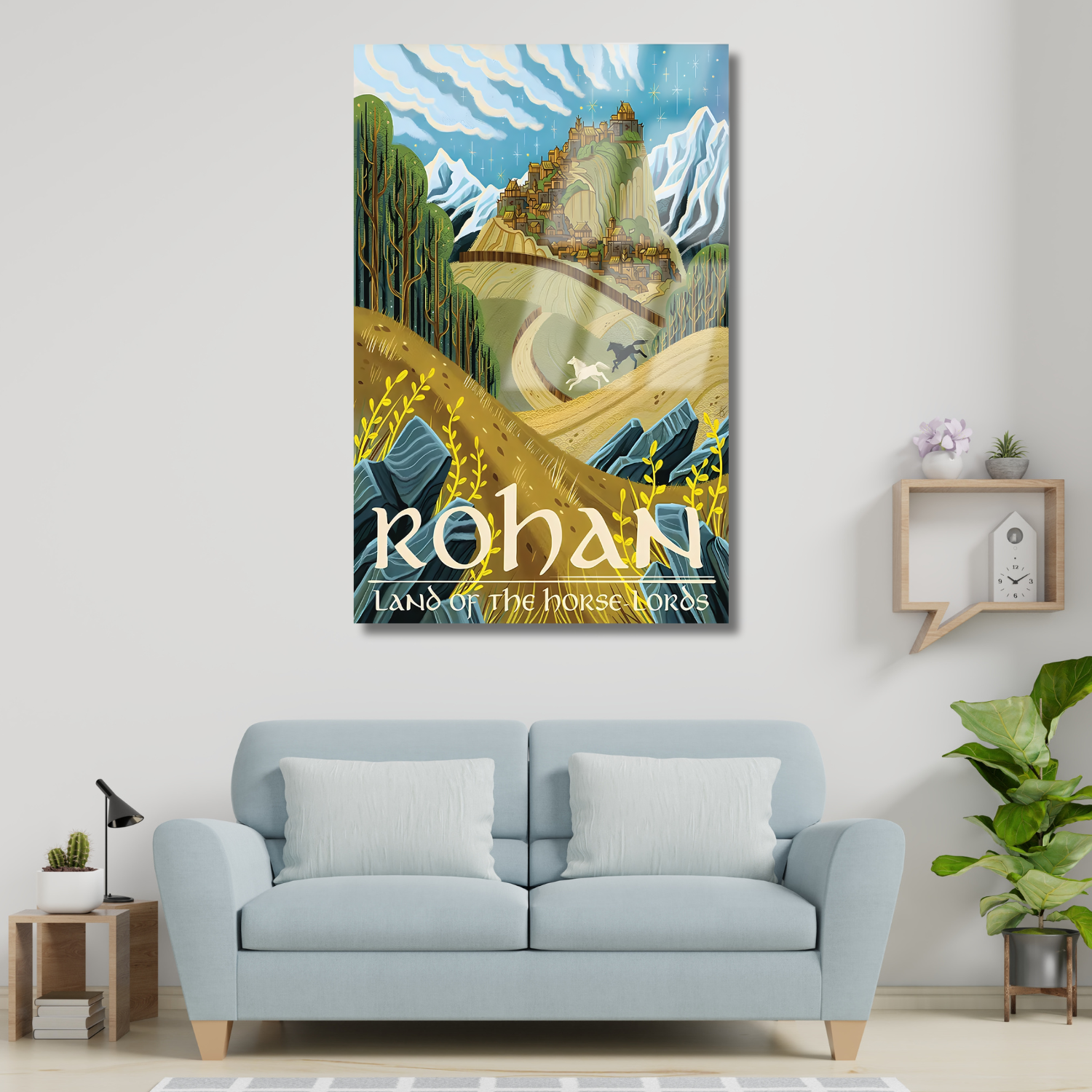 Yüzüklerin Efendisi Rohan Dijital Baskı Kırılmaz LOTR Dizi Film Cam Tablo