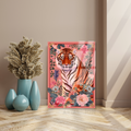 Unbreakable Glass Painting Tiger in Flowers Digital Print Living Room Painting