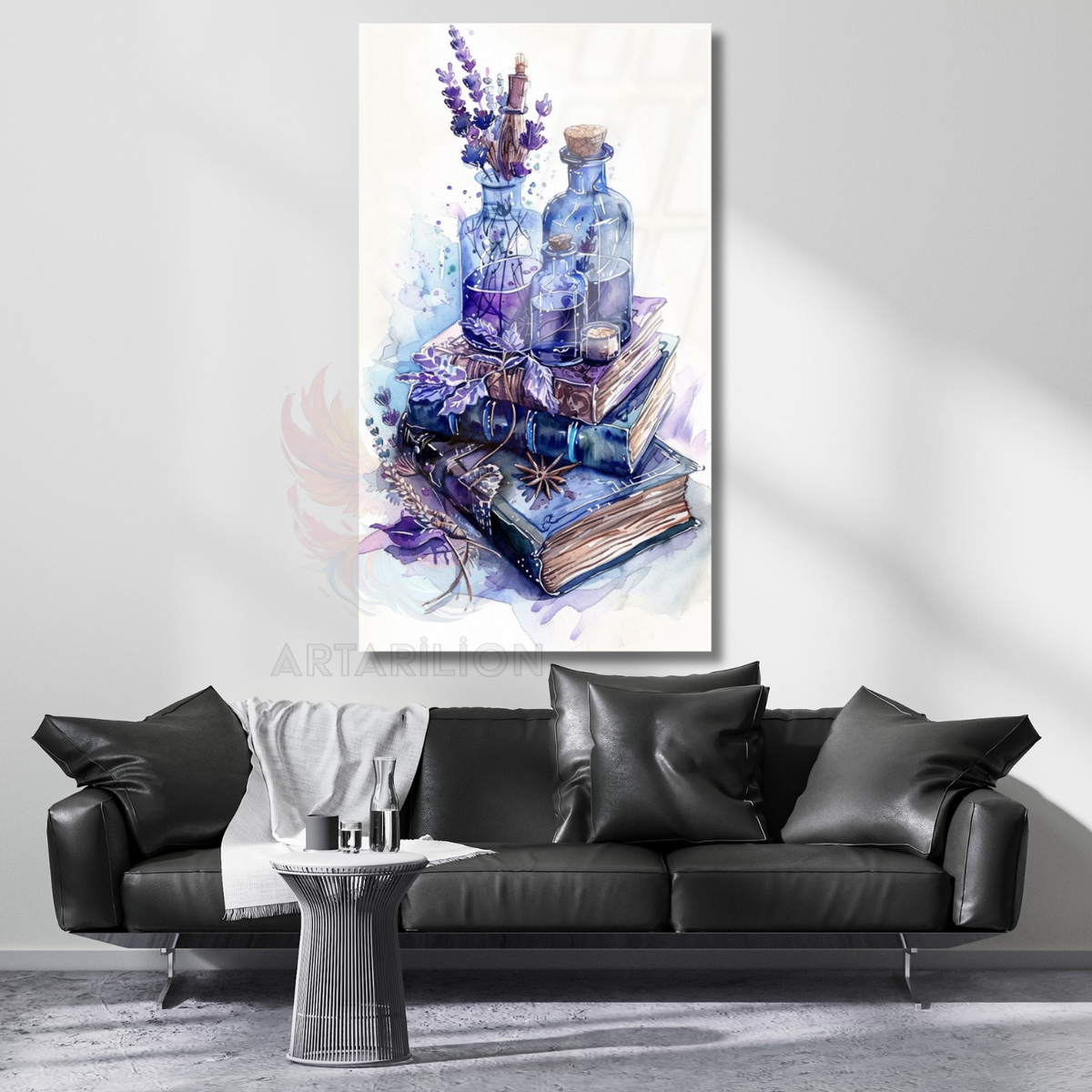 Glass Painting Watercolor Look Book and Flower Themed HD Digital Print Glass Painting